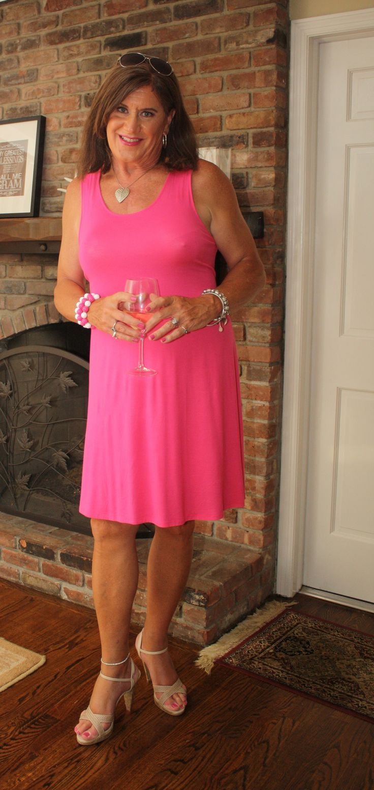 Elderly crossdressers in a women's dress