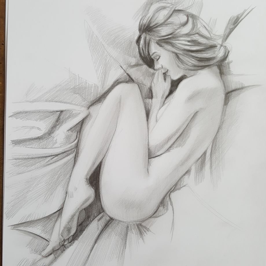 Graphic drawing in the style of nude