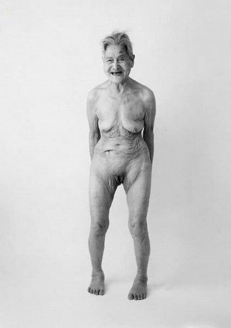 Naked elderly fashion models