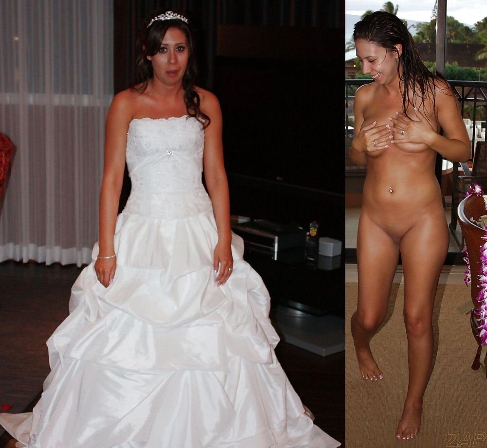 Brides in the dress and striped