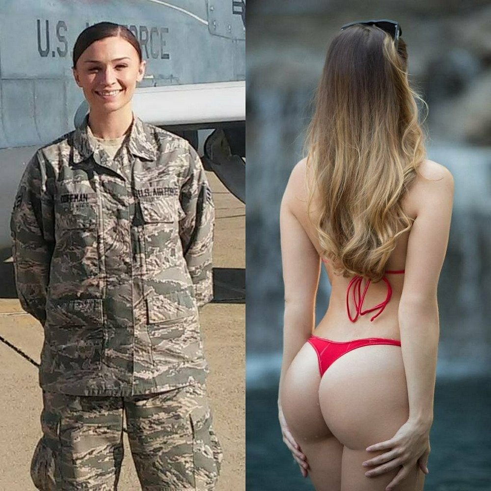 Beautiful women in the army in and without