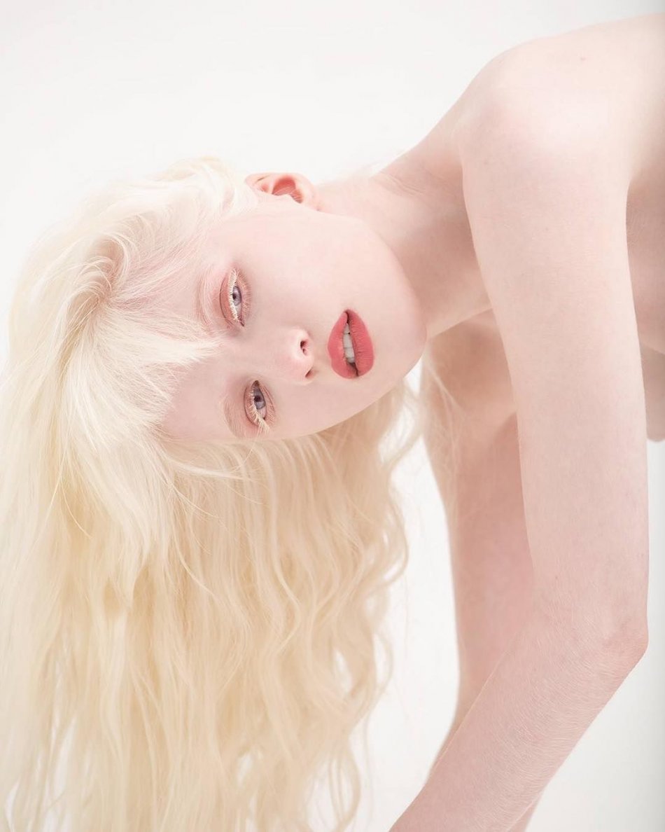 Naked women with snow -white skin