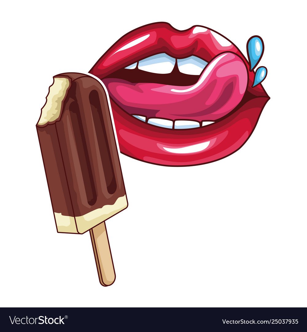 Lips and ice cream vector high resolution