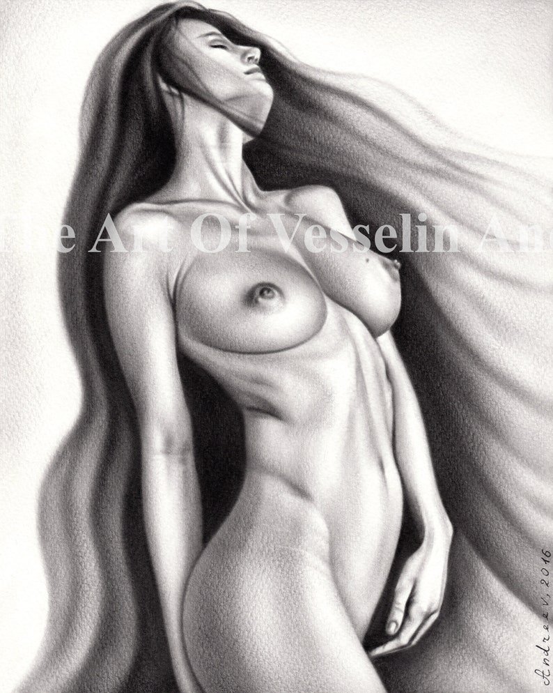 Naked female body drawing