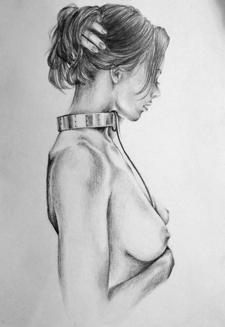 Linear art naked woman