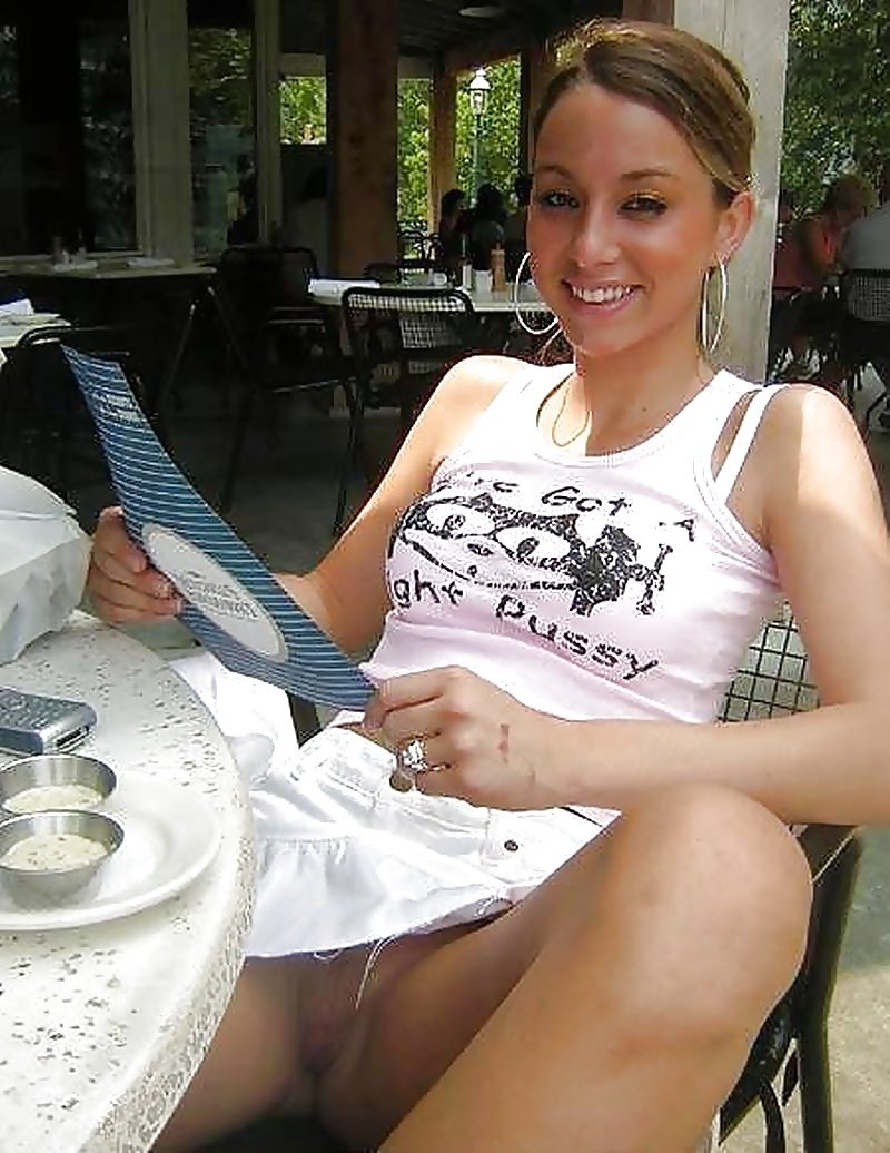 Without panties in a public place