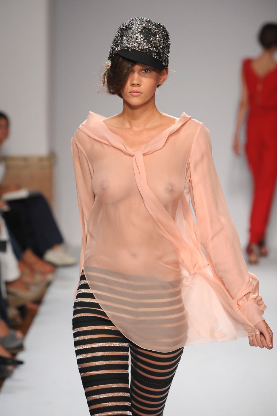 Models on the catwalk group Girls and guys nude