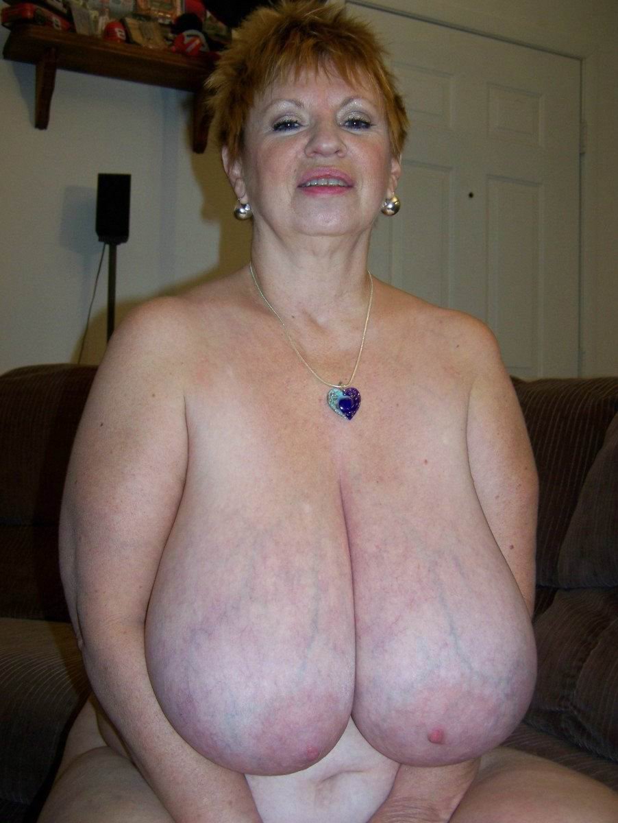 Big sagging breasts Mature Outdoor