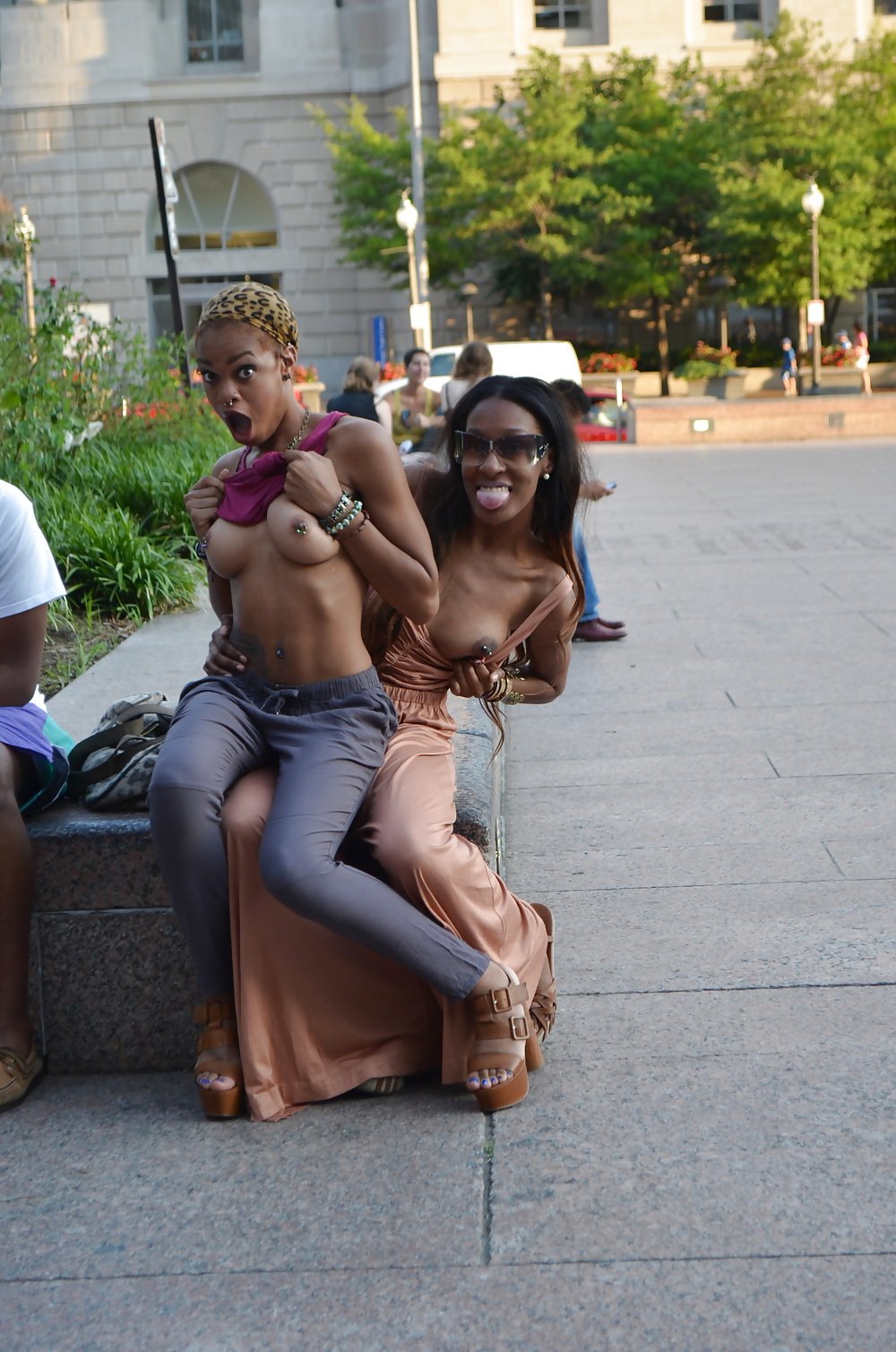 Showed big boobs on the street