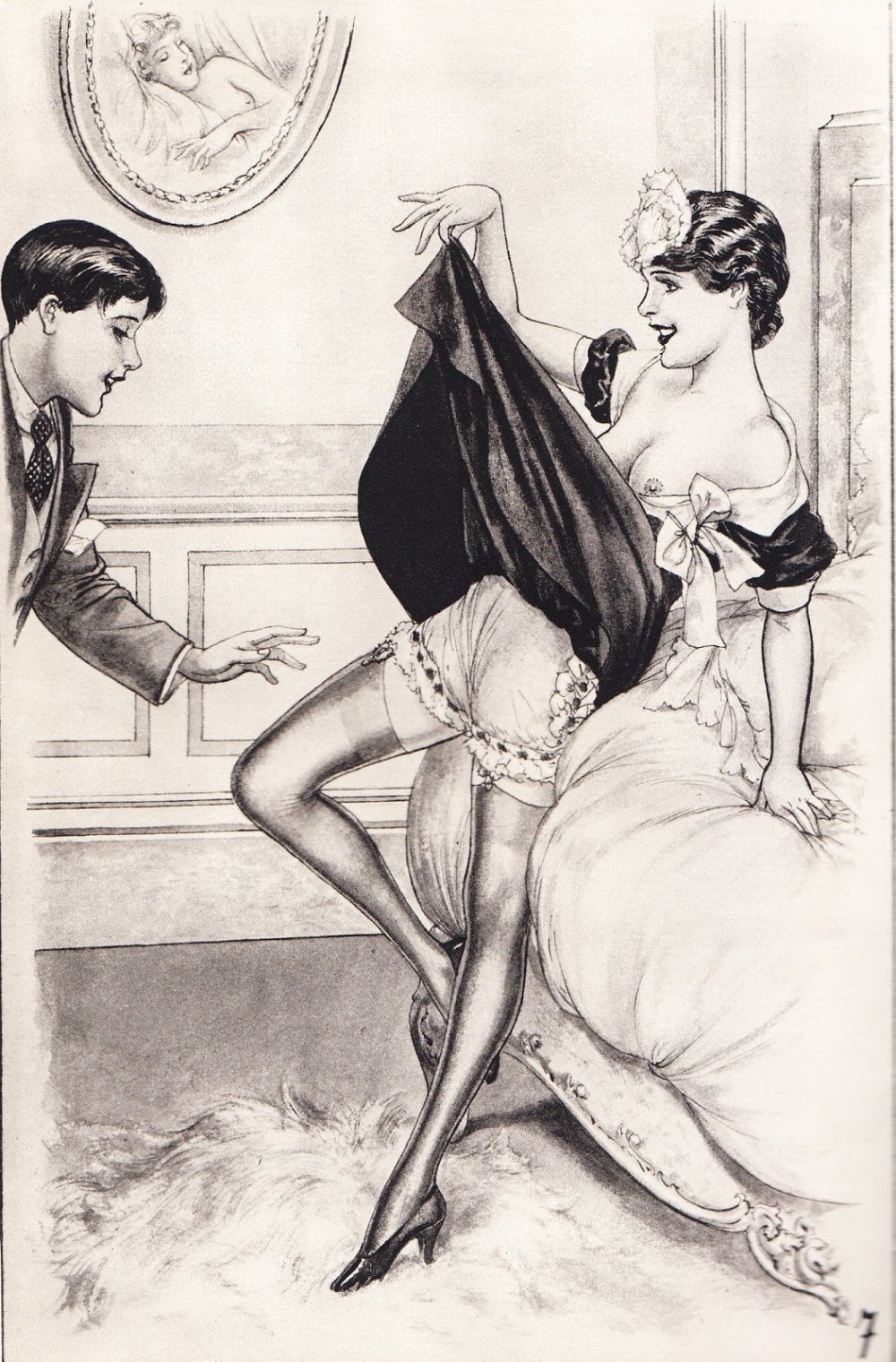 Drawing retro kissing vagina