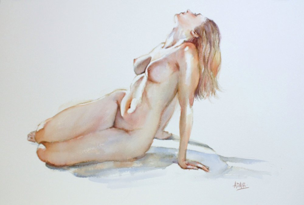 Naked female body drawing