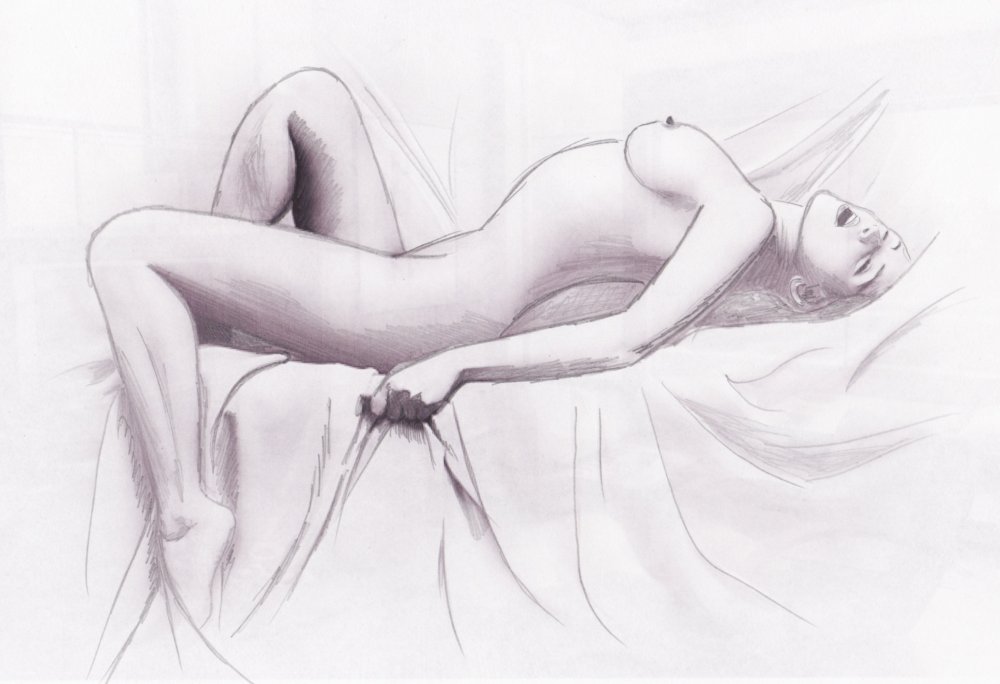 The drawings with a pencil are naked