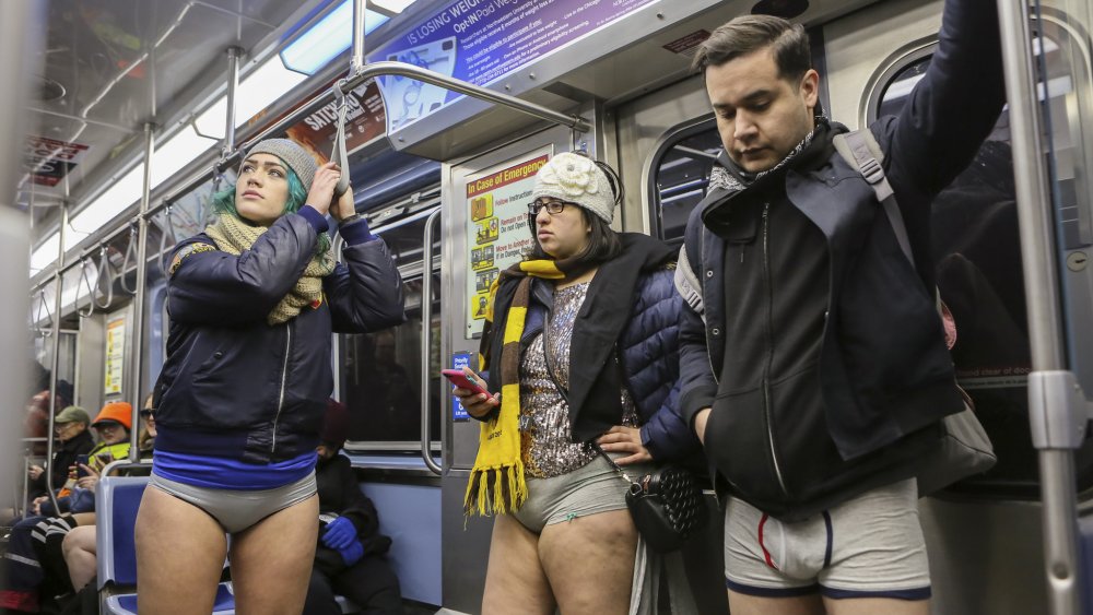 Without pants in public transport