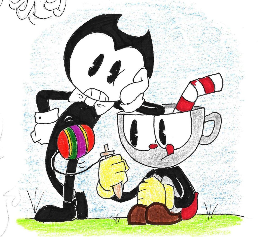 Coloring Cuphead and Bendy