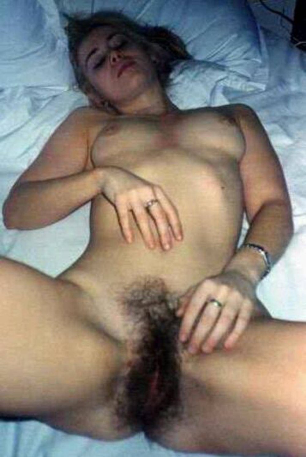 Mature hairy in stockings