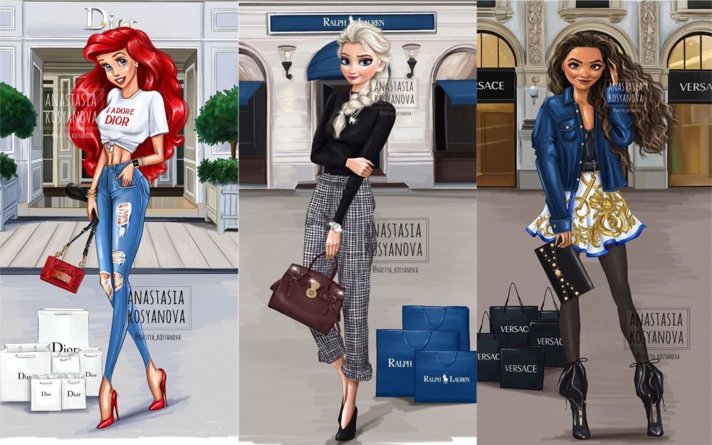 Princesses Disney in a modern style