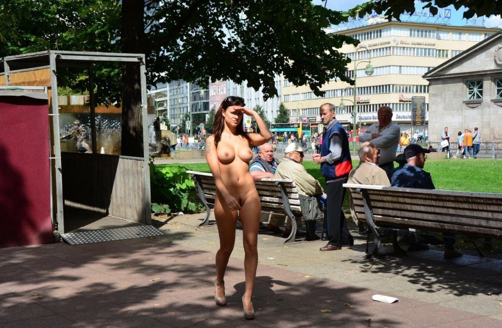 Naked women in crowded places