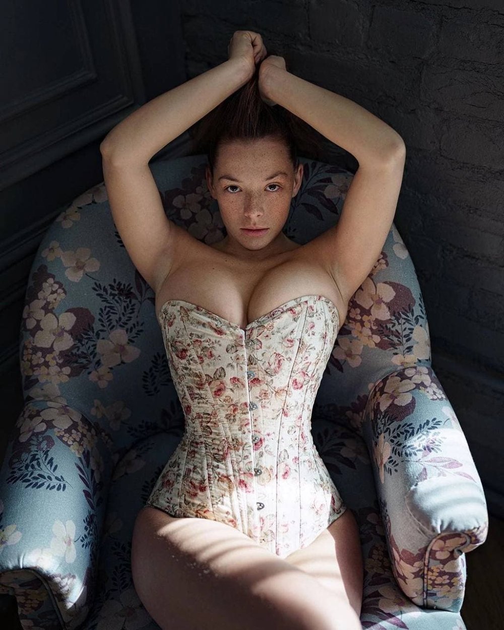 Olga Kobzar in a dress