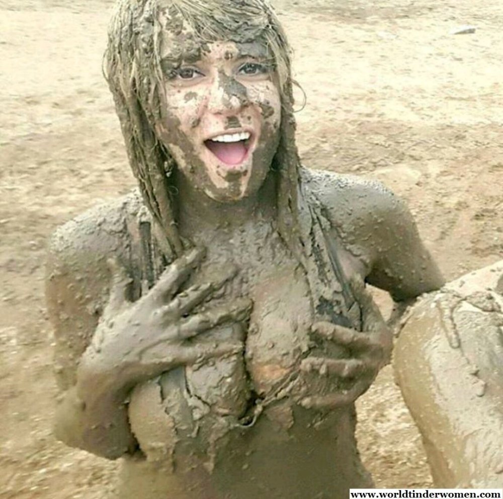Girl with small tits in the mud
