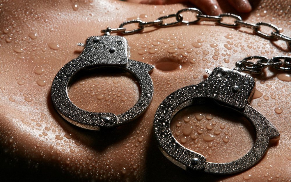 Girl in dress and shackles