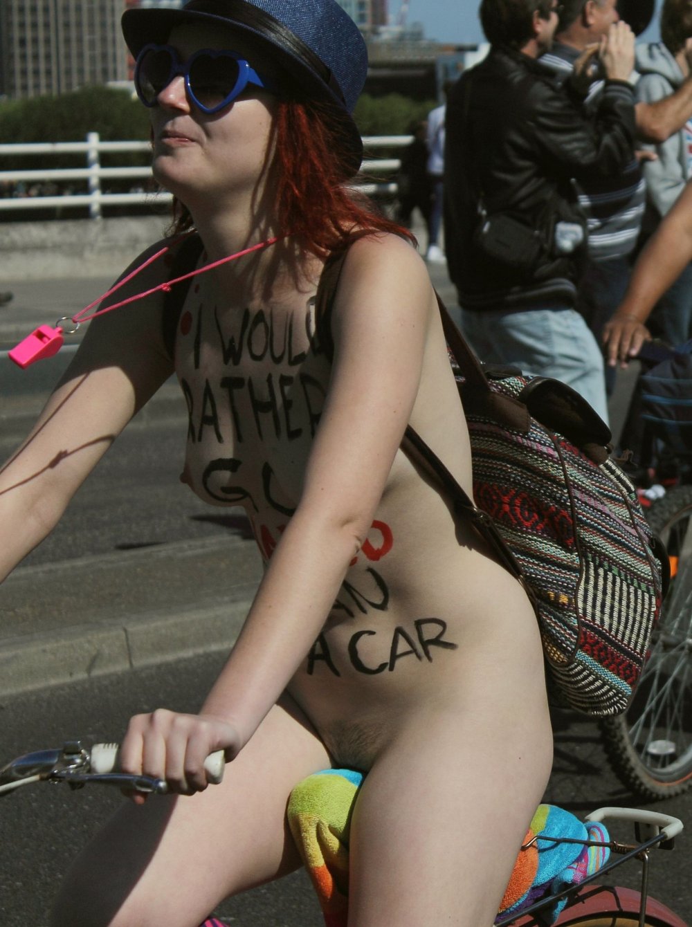 Daughter furtively examines Father Nude Bike Beach