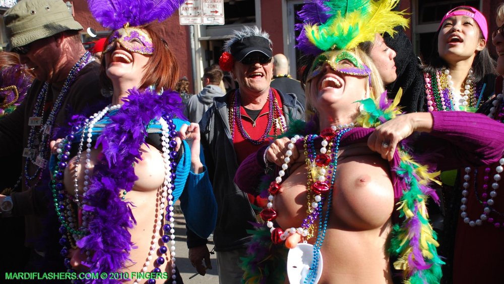 Enormous Tits Partying in Our Room at Mardi Gras