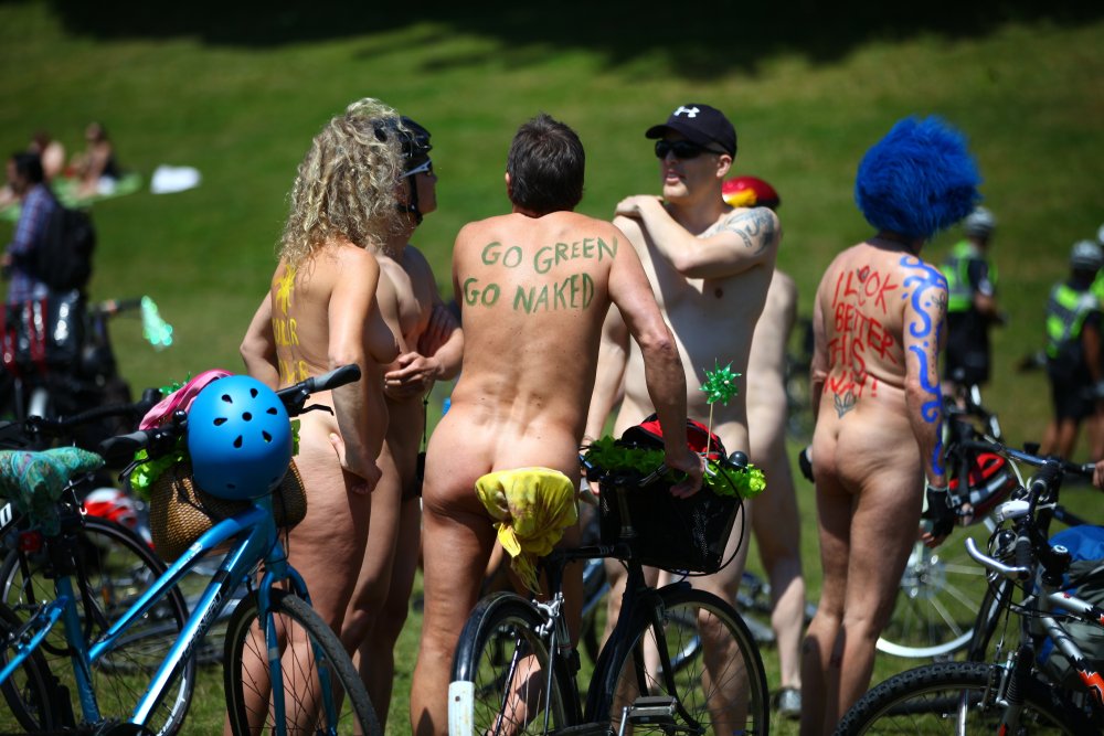 Naked ladies on a bike racket