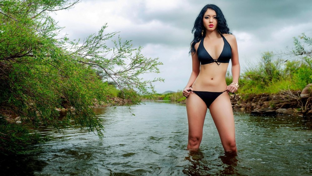 Helga Lovekaty in a swimsuit