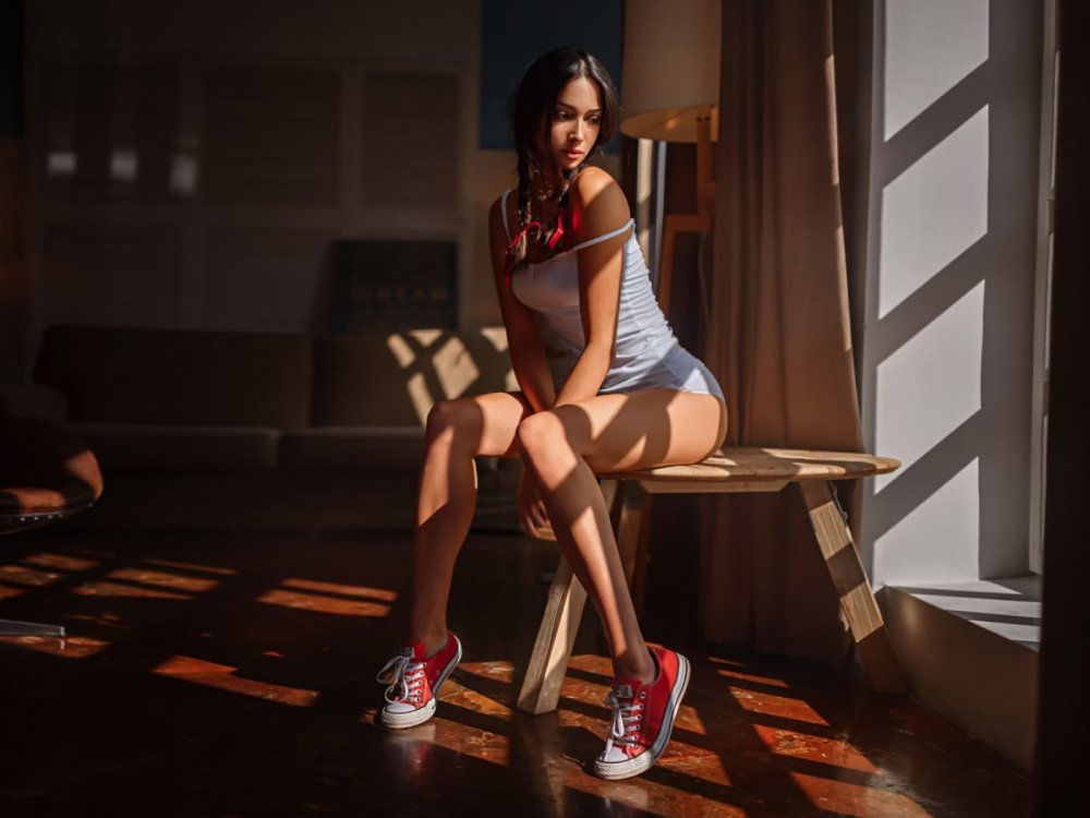Naked girls in sneakers