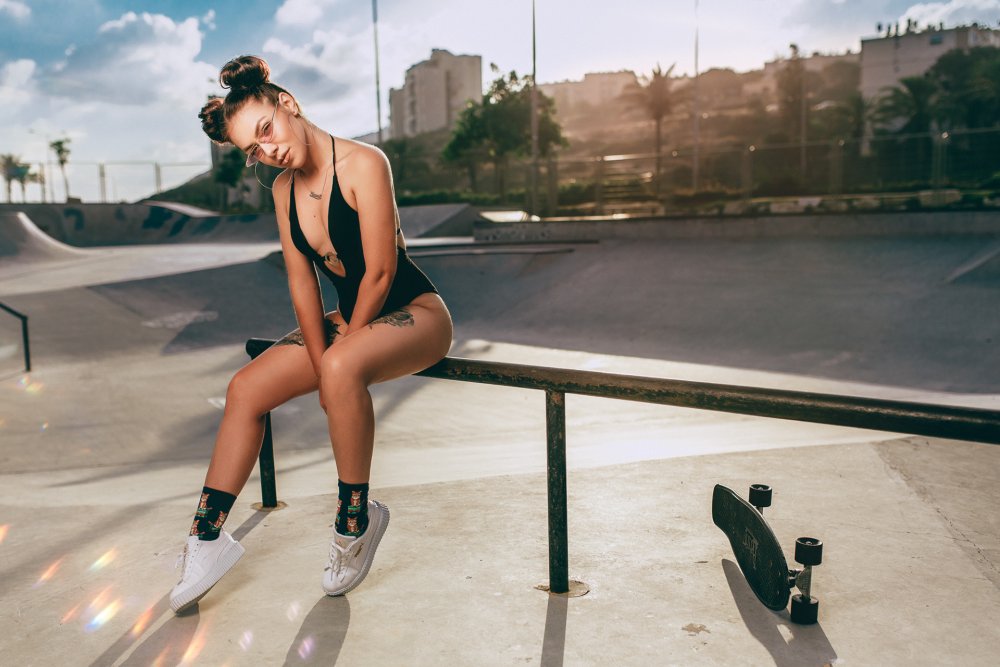 Beautiful girls in sneakers