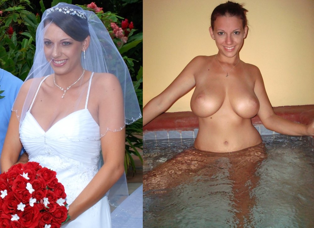 The bride lit her chest naked