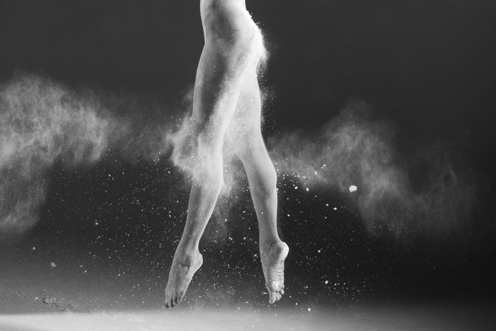 Naked thin girl on the street