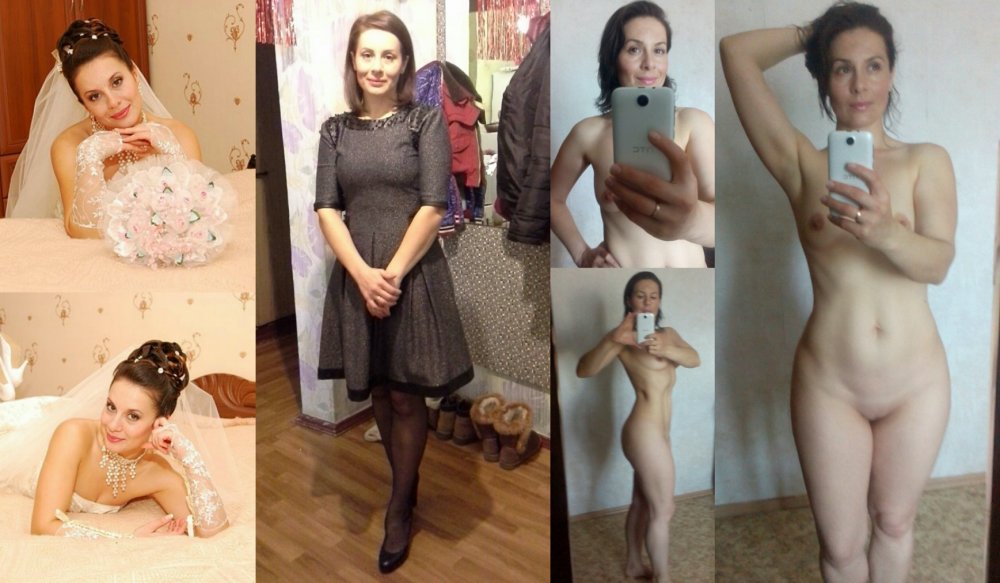 Brides in clothes and naked