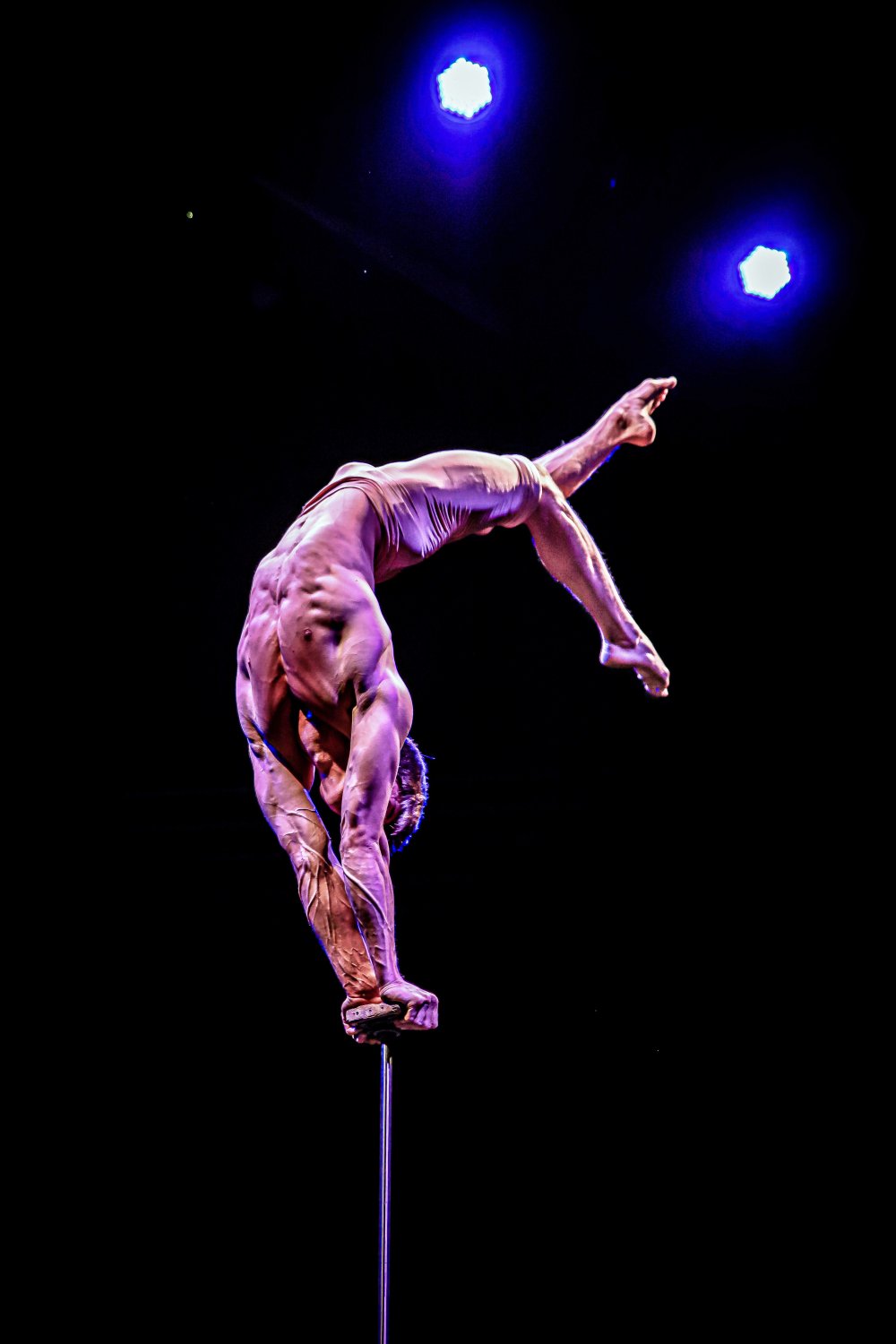 Circus artist in bikini