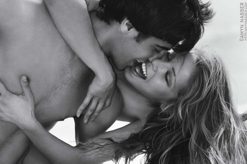 Passionate morning kiss