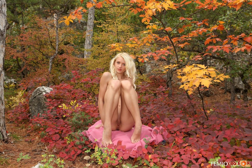 Erotic photo shoot in the fall
