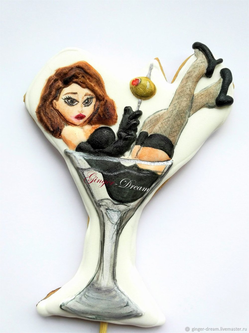 Cake with a girl in a glass