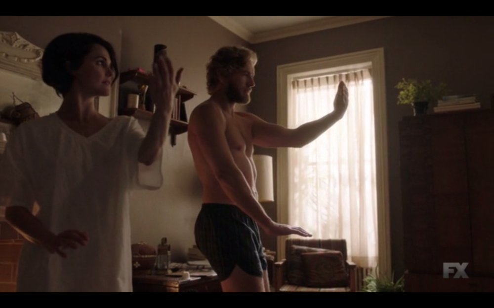 Cooper Bradley in the bathroom in the film