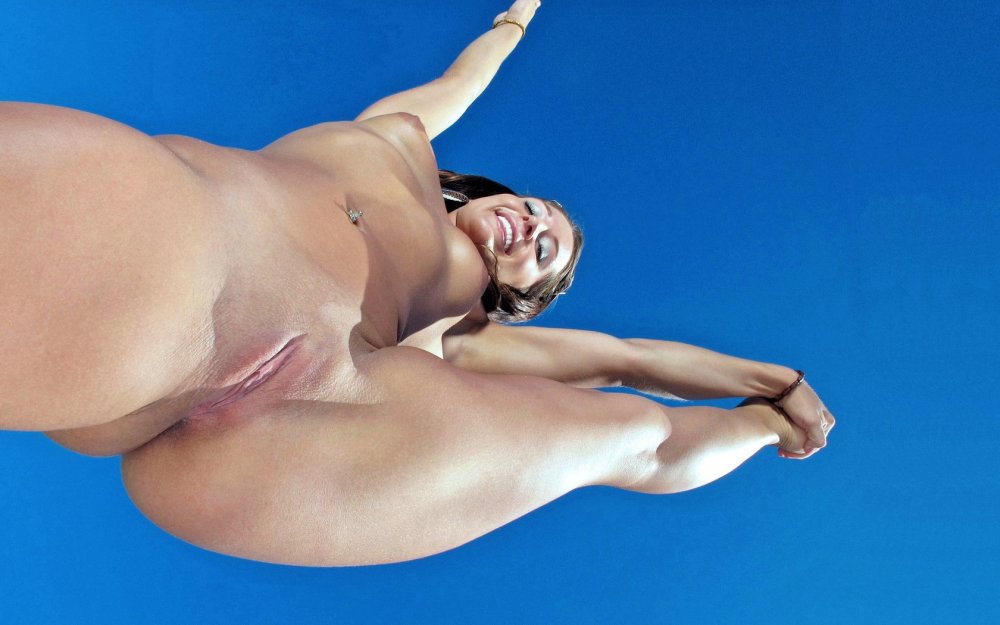 Beautiful naked women look from below