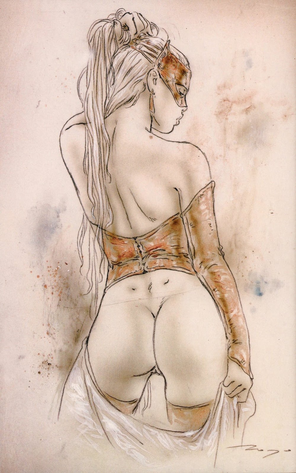 Pictures Private nude with a pencil