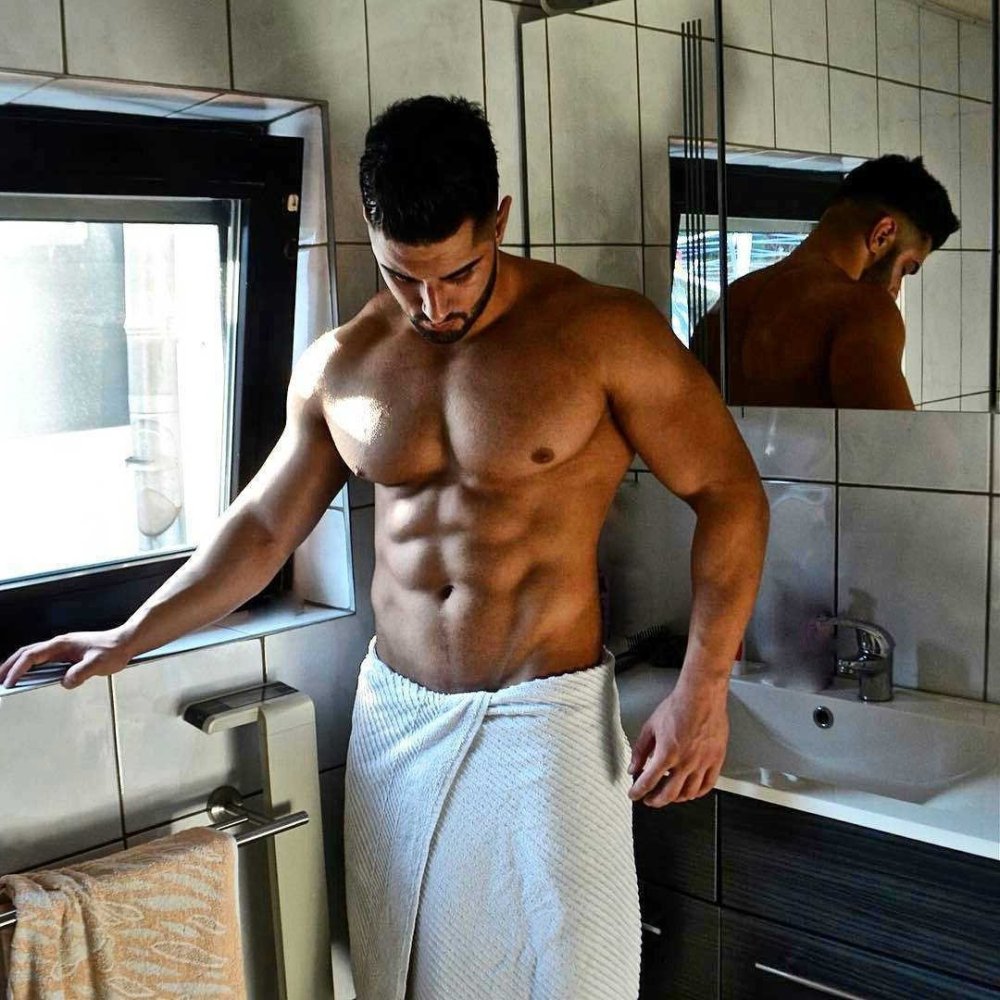 A man in a towel