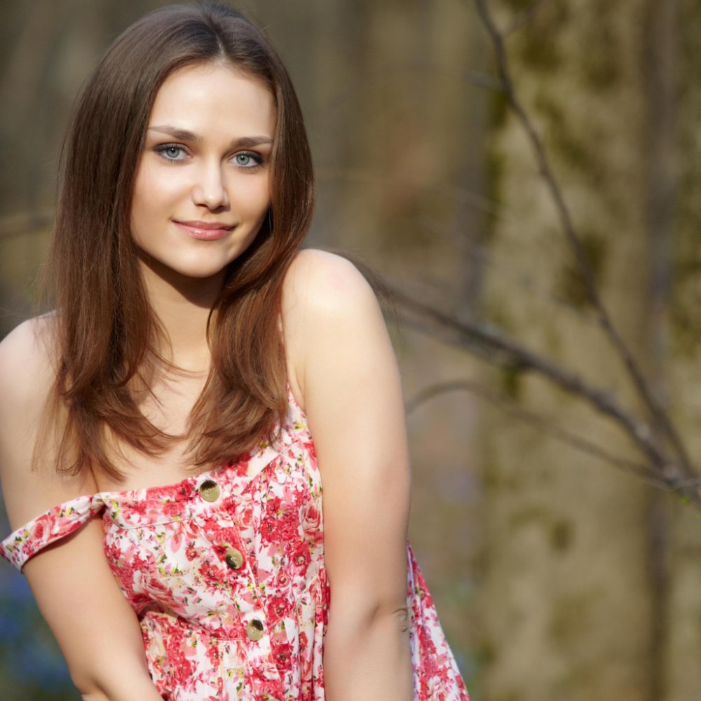 Naked in a summer dress