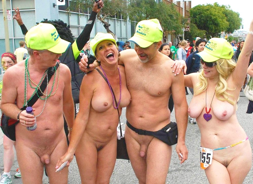 Nudists on the public