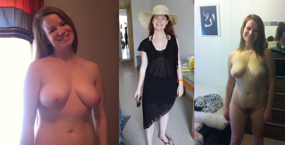 Selfie in clothes and without clothes