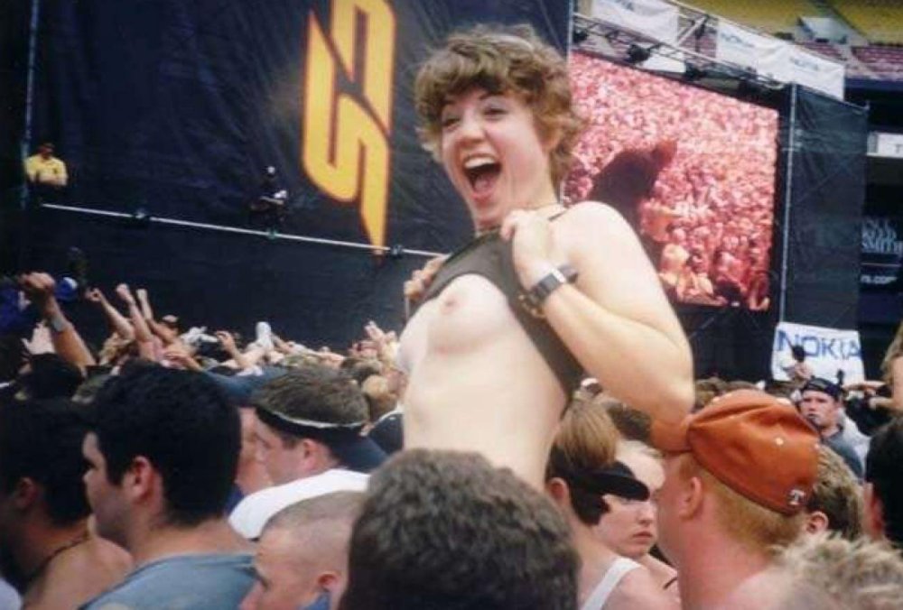 The girl showed boobs in the club