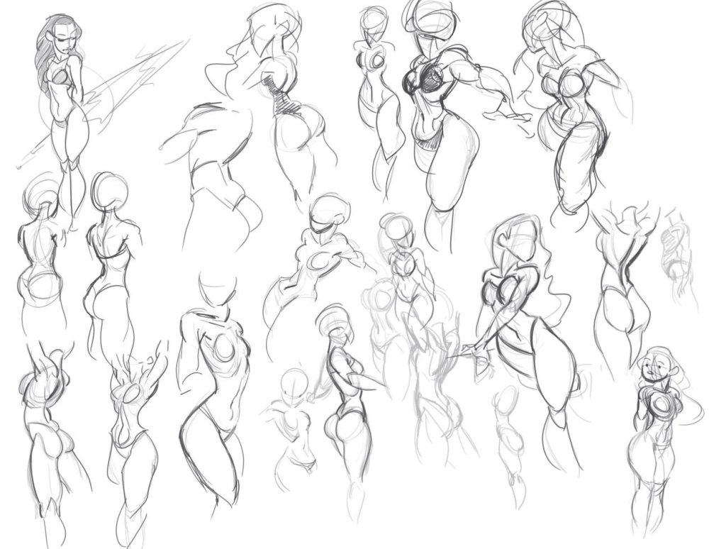 Erotic sketches of the posture