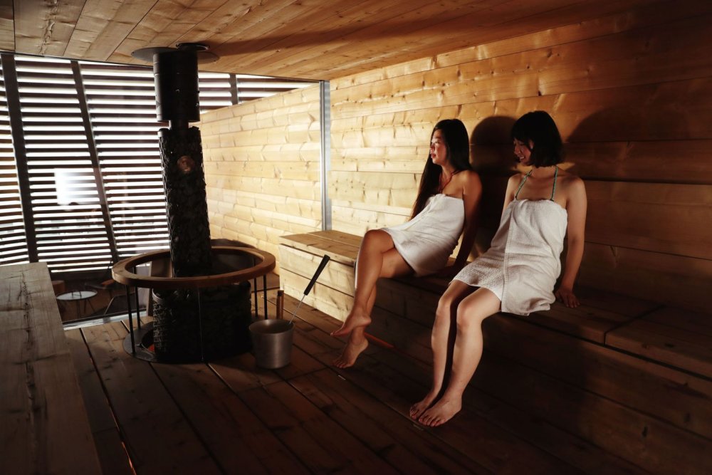 Two women in the sauna