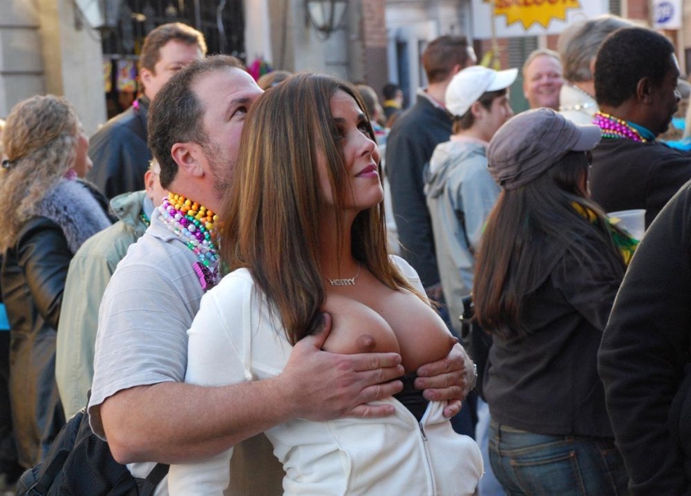 She showed the chest publicly