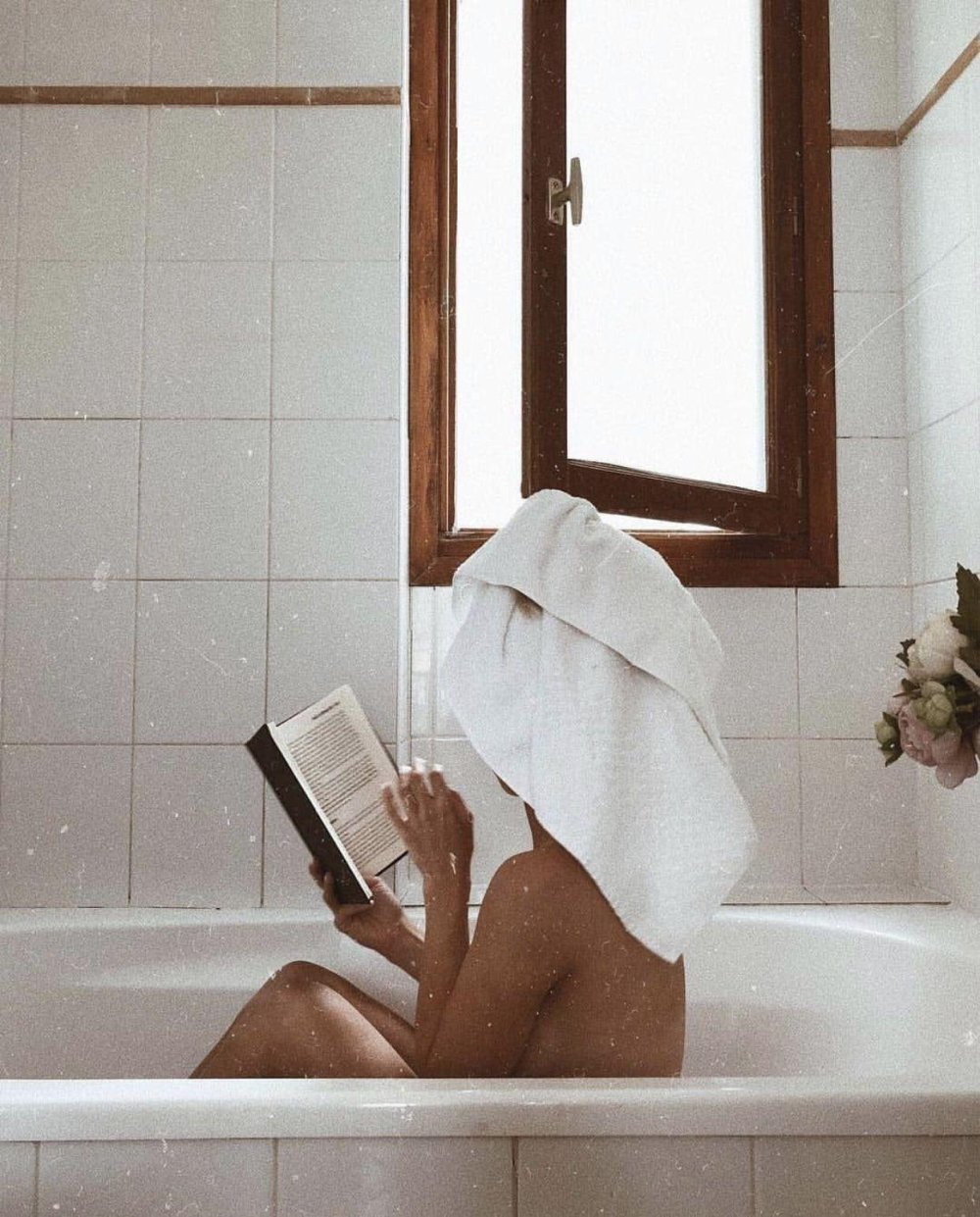 Photoshoot in the bathroom with a towel