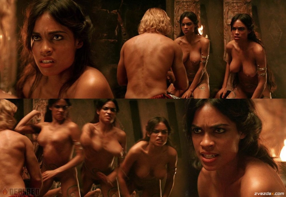 Rosario Dawson without a bra